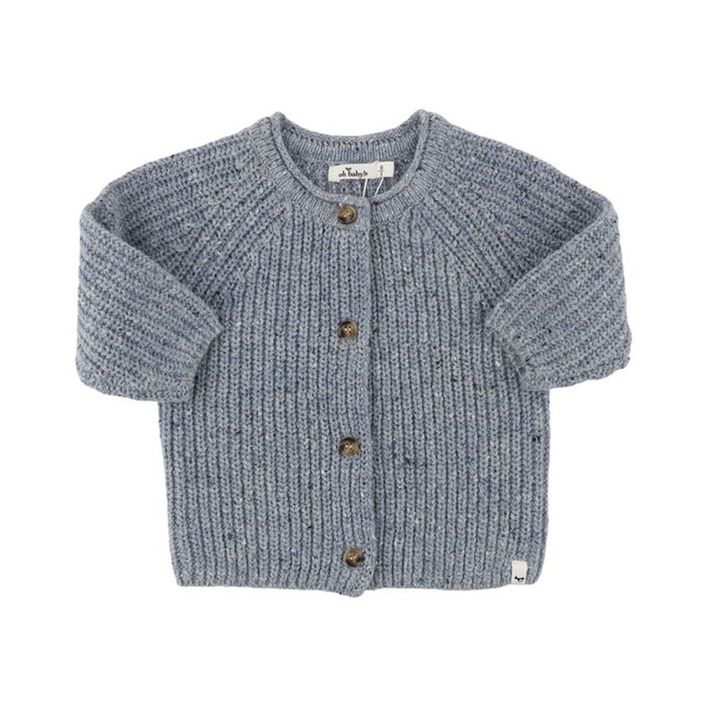 Oh Baby! Girls  Speckle Knit Grandpa Roll Neck Cardigan